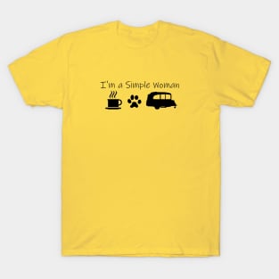 Airstream Basecamp "I'm a Simple Woman" - Coffee, Cats & Basecamp T-Shirt T-Shirt